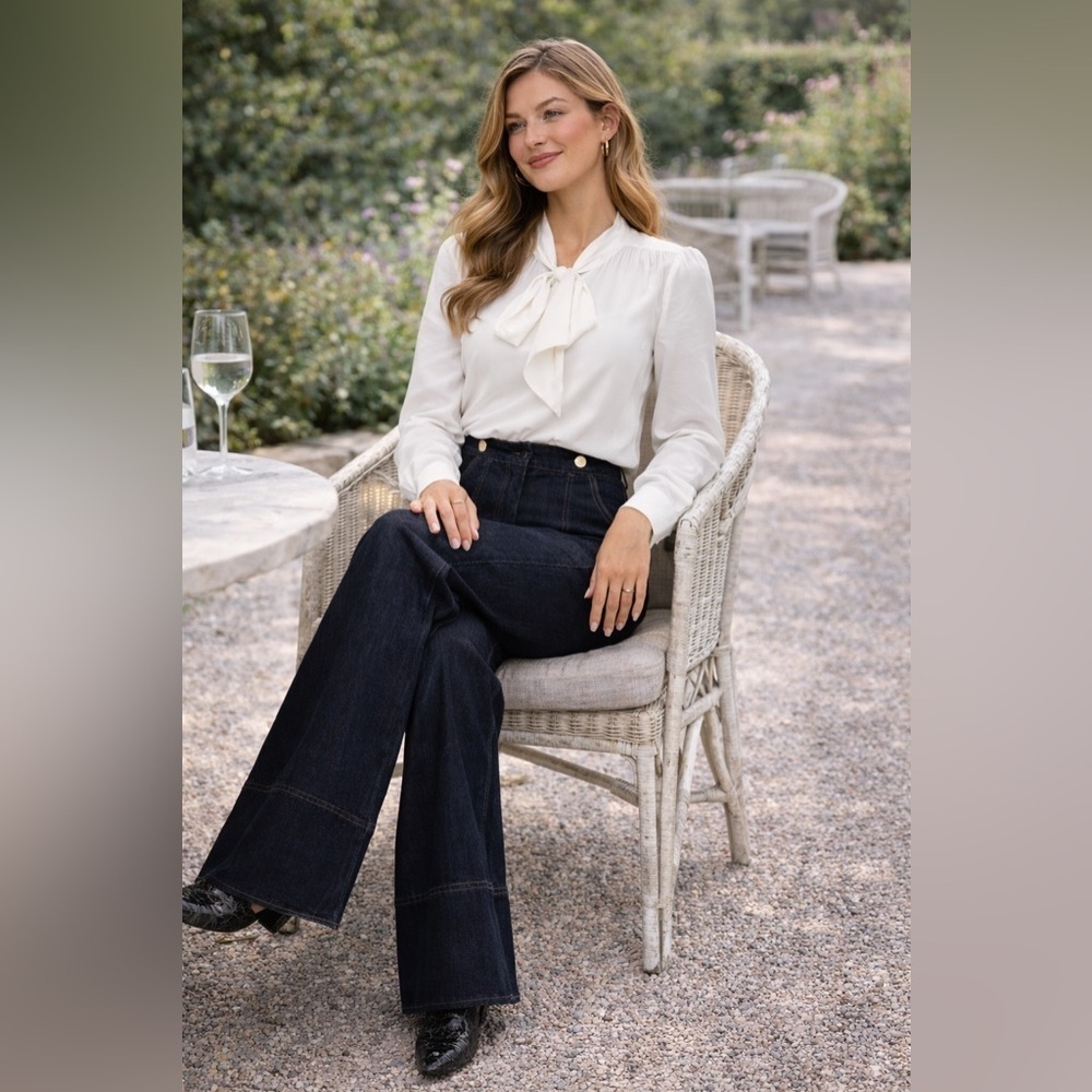 Tuckernuck x India Hicks Palladian Wide Leg Jeans 4 NWT High Rise Dark Wash - Picture 13 of 13